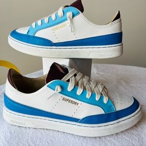 SUPERDRY Vegan Basket Lux Low Trainers In Light Blue 🔥